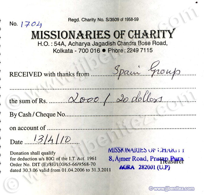 Recibo de la donación